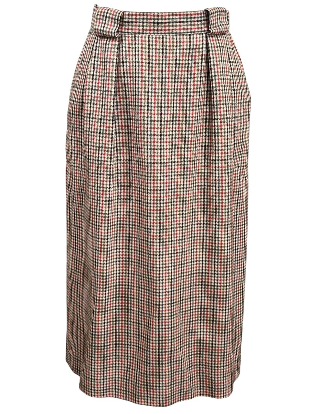 Vintage Orvis High-Waist XS Midi Houndstooth Pencil Skirt Pockets Lined Read